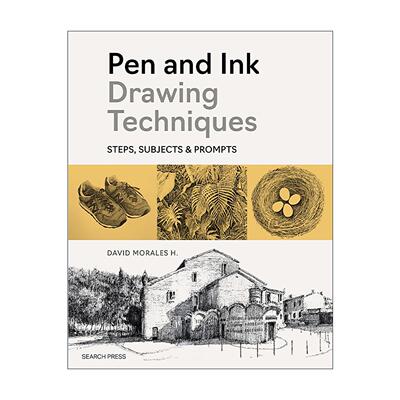 英文原版 Pen and Ink Drawing Techniques Steps Subjects & Prompts 钢笔墨水画技法 步骤 主题与创意提示 David Morales 英文版