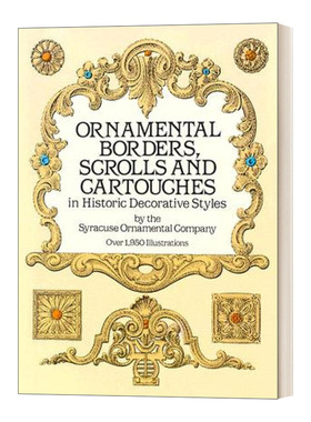 英文原版 Ornamental Borders  Scrolls and Cartouches in Historic Decorative Styles  欧洲古典装饰图案 设计 进口英语原版书