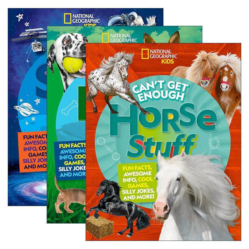 英文原版 Can'T Get Enough 关于狗/马/太空的知识总是不够系列3册 儿童科普百科 含笑话 游戏谜题 美国国家地理 英文版 进口书籍
