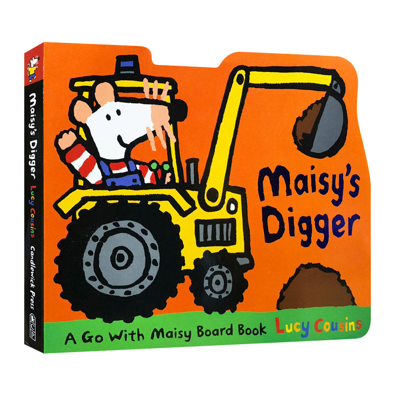 英文原版 maisys digger 小鼠波波的挖掘机 纸板翻翻书绘本 儿童英语