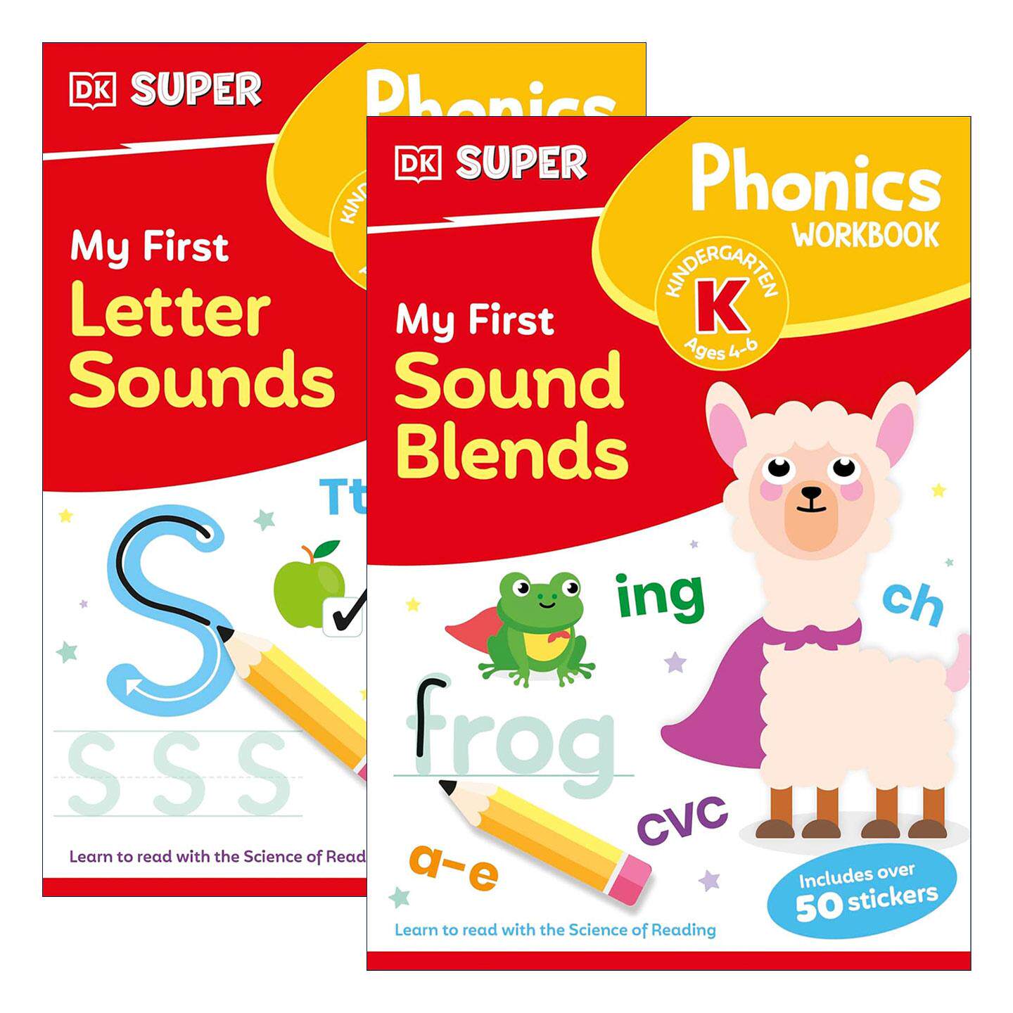 英文原版 DK Super Phonics DK自然拼读系列2册 启蒙练习册 50多张贴纸 26个字母的发音/音素组合 英文版 进口英语原版书籍