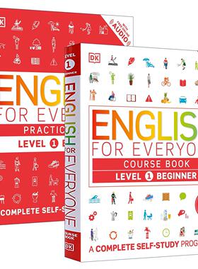 英文原版 English for Everyone Course Book Level 1 Beginner DK人人学英语1新版 入门级自学教材+练习册教辅 2册 附线上音频