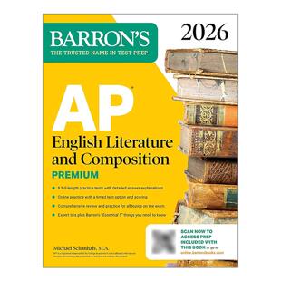 英文原版 AP English Literature and Composition Premium 2026 巴朗AP英语文学与写作 高级版 8套练习测试+综合复习+在线练习