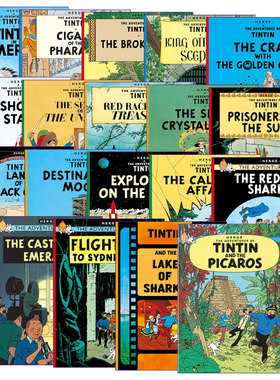 英文原版 The Adventures Of Tintin 丁丁历险记漫画19册套装 儿童冒险小说 青少年课外读物 英版 进口英语原版书籍