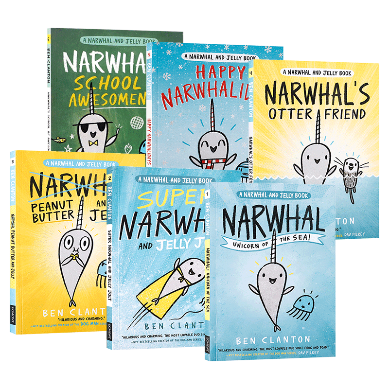 英文原版 A Narwhal And Jelly Book 独角鲸和水母系列漫画6册合售 海洋生物百科儿童科普绘本课外阅读 英文版 进口英语原版书籍
