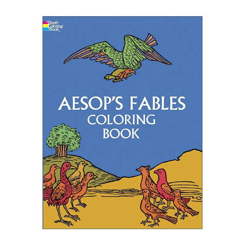 英文原版 Aesop's Fables Coloring Book 伊索寓言涂色书 儿童经典阅读 游戏活动书 Bruce LaFontaine 英文版 进口英语原版书籍