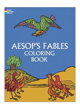 英文原版 Aesop's Fables Coloring Book 伊索寓言涂色书 儿童经典阅读 游戏活动书 Bruce LaFontaine 英文版 进口英语原版书籍