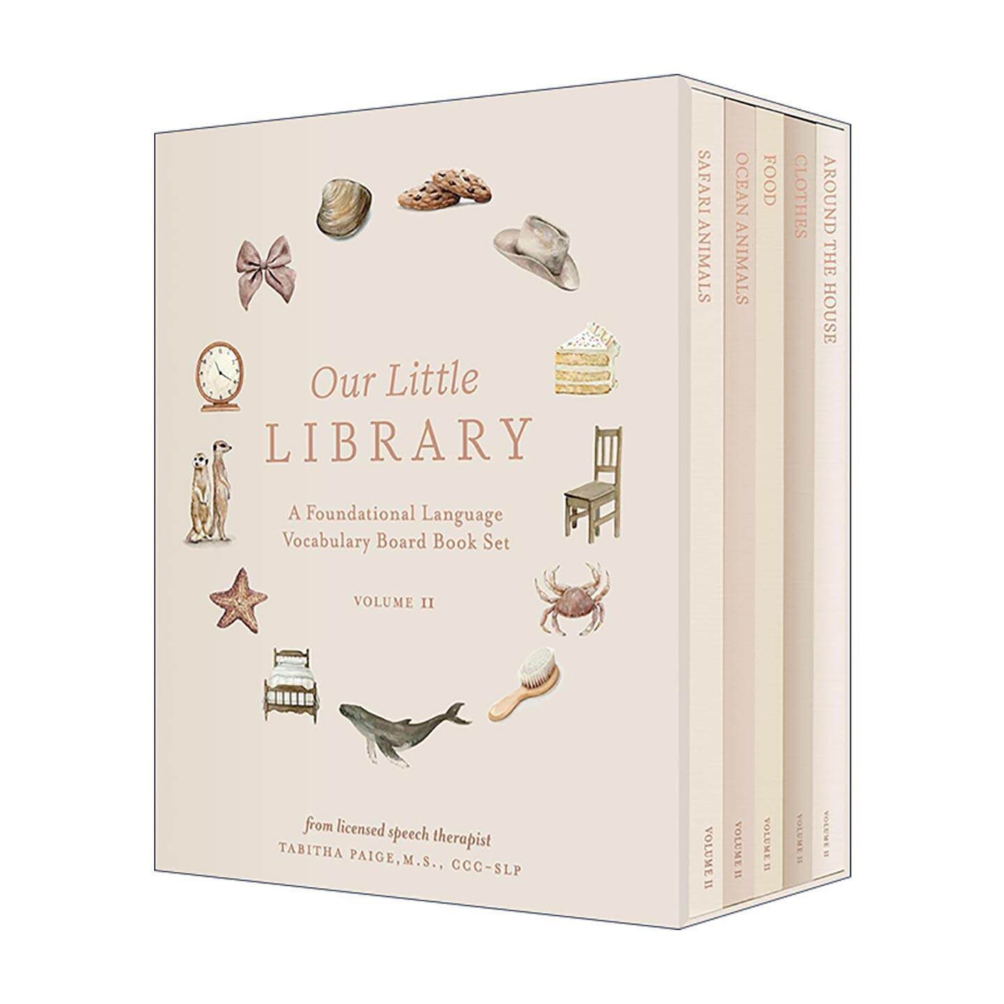 英文原版 Our Little Library Vol.2 我们的小图书馆2 幼儿儿童早教词汇手册 5册盒装套装绘本 纸板书 Tabitha Paige 英文版