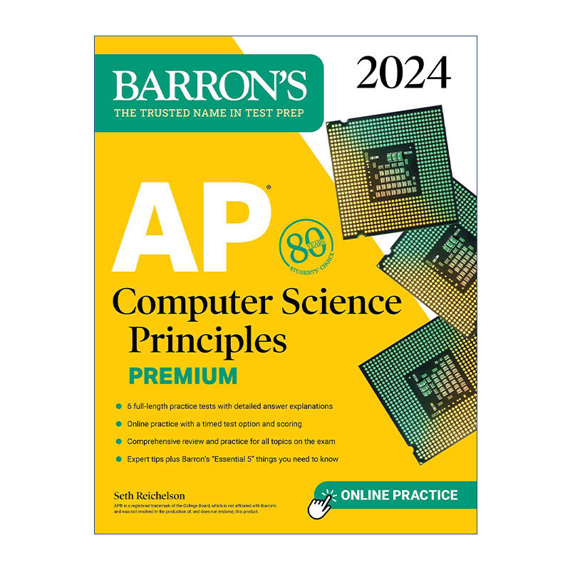 英文原版 AP Computer Science Principles Premium 2024 6 Practice Tests+Comprehensive Review+Online Practice 巴朗AP计算机