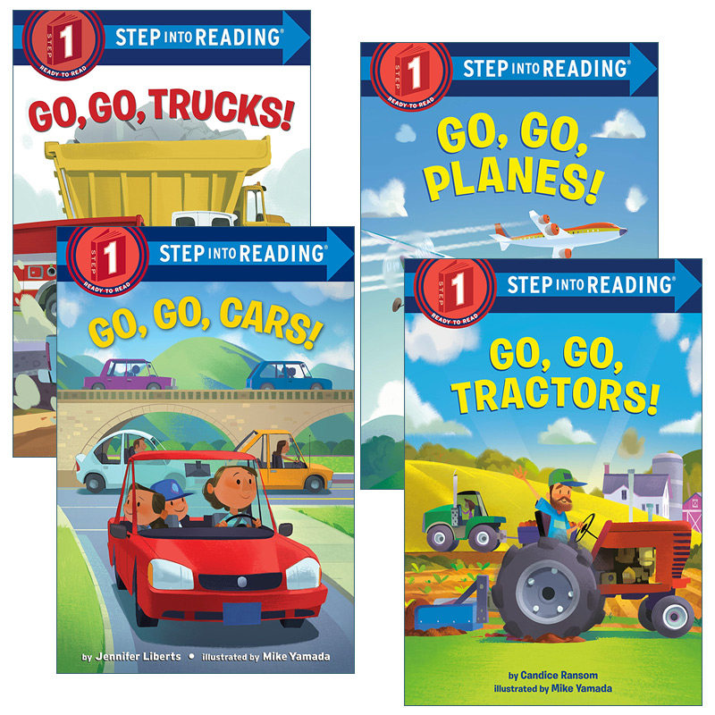 英文原版 Step into Reading Go Go系列4册 企鹅兰登书屋出版英语课外阅读分级读物 飞机/拖拉机/卡车/汽车 英文版 进口英语书籍