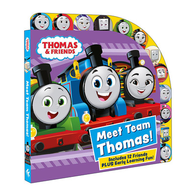 英文原版 Thomas & Friends Meet Team Thomas 托马斯小火车 认识托马斯和他的朋友们 儿童标签纸板书 英文版 进口英语原版书籍