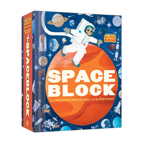 英文原版 Spaceblock An Abrams Block Book 太空书 儿童宇宙科普百科绘本 纸板书 Christopher Franceschelli 英文版 进口英语书
