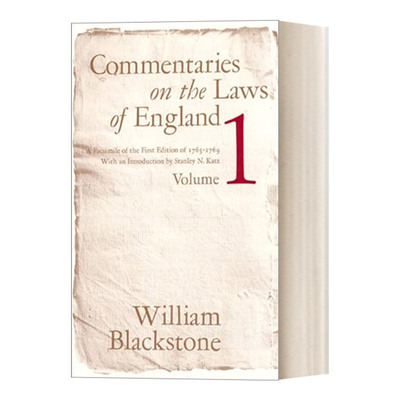 英文原版 Commentaries on the Laws of England  Volume 1 英国法释义 卷一 William Blackstone 英文版 进口英语原版书籍