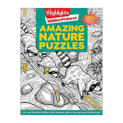 英文原版 Amazing Nature Puzzles Highlights Hidden Pictures 神奇的自然谜题 寻找隐藏图片 亮点儿童益智游戏活动书 提高注意力