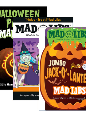 英文原版 Mad Libs-Halloween 万圣节主题系列 3册 疯狂填词游戏 不给糖果就捣蛋 南瓜灯 万圣节派对 英文版 进口英语原版书籍