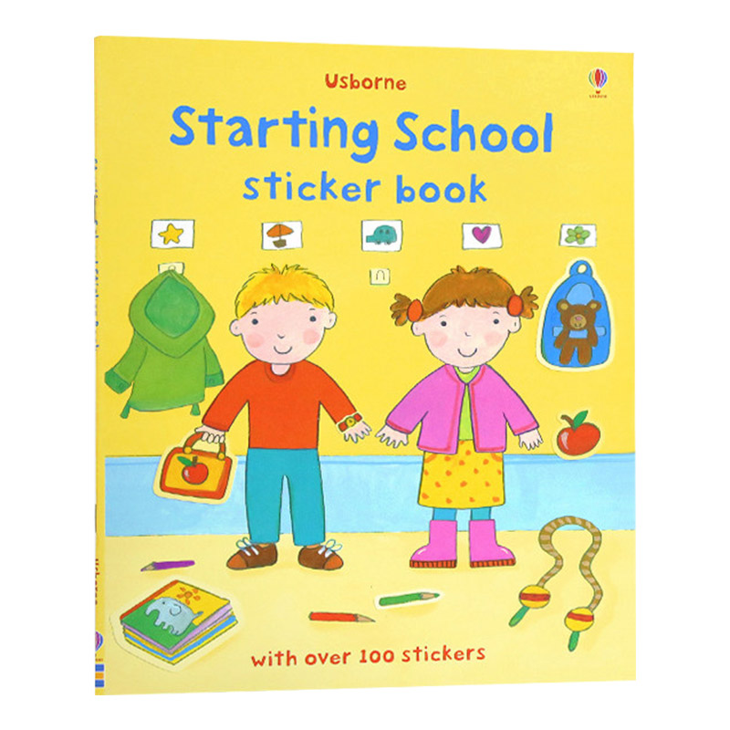 Usborne出品英文原版 Starting School Sticker Book 尤斯伯恩贴纸书 上学校主题 英语绘本单词幼儿早教 英文版儿童图书