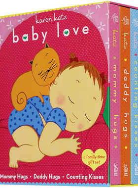 daddy mommy hug Counting Kisses 英文原版绘本 爸爸抱妈妈抱抱 数几个吻 Karen Katz 亲子系列3本盒装 英文版进口撕不烂纸板书
