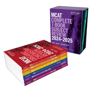 英文原版 MCAT Complete 7-Book Subject Review 2024-2025 卡普兰美国医学研究生院入学考试7本套装 含3套练习题、在线资源