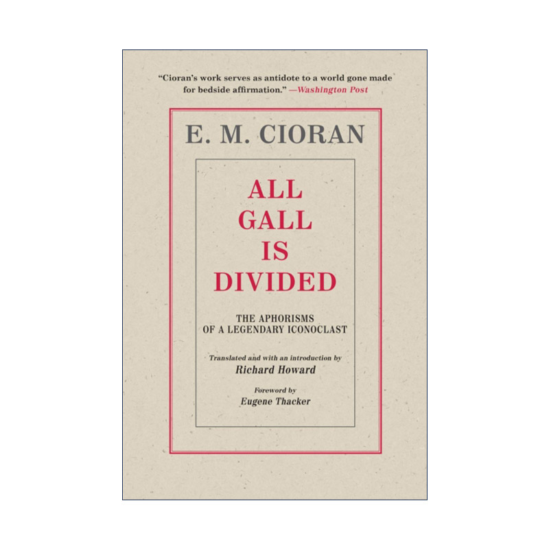 英文原版 All Gall is Divided 苦论 萧沆/齐奥朗短句集 英文版 进口英语原版书籍