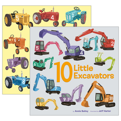 英文原版 10 Little Vehicles系列2册 0-2岁低幼儿童英语启蒙绘本 亲子共读宝宝认知机械工具和数字纸板早教书 英文版 进口书籍