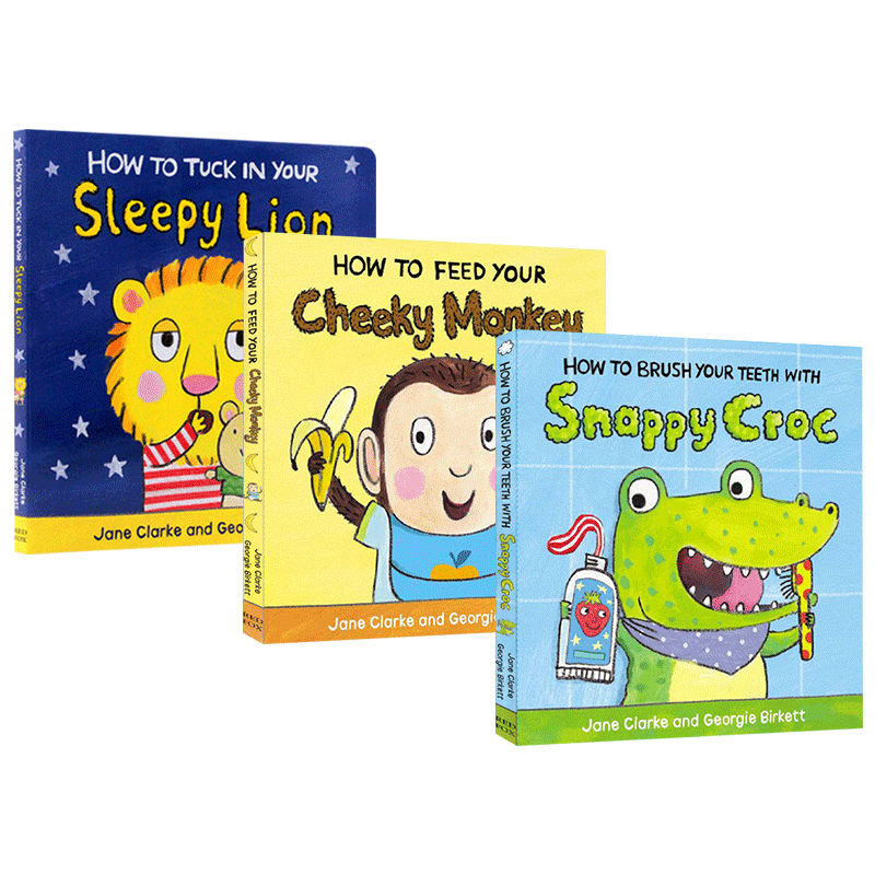 英文原版绘本 How To 幼儿生活自理系列3册套装 儿童生活习惯养成 How to Tuck In Your Sleepy Lion 亲子读物 进口英语纸板书