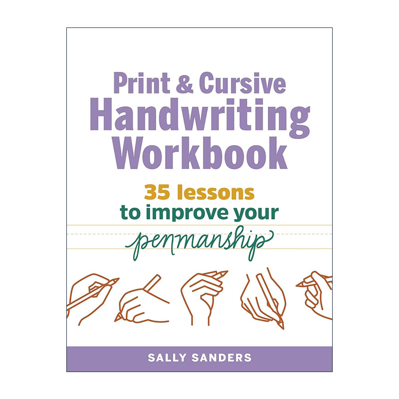 英文原版 Print and Cursive Handwriting Workbook 书法 连笔书写练习册 35课提高你的书法 英文版 进口英语原版书籍