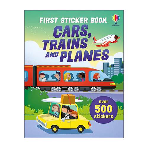 英文原版 Usborne First Sticker Book Cars Trains and Planes 尤斯伯恩贴纸书 小车火车与飞机 500+张 儿童益智游戏 英文版进口