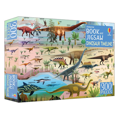 英文原版 Usborne Book and Jigsaw Dinosaur Timeline  尤斯伯恩儿童益智游戏 恐龙发展史 300片拼图+绘本 英文版 进口原版书籍