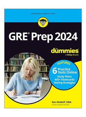 英文原版 GRE Prep 2024 for Dummies With Online Practice 美国研究生入学备考指南 含在线练习 英文版 进口英语原版书籍