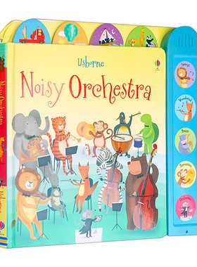 英文原版 Noisy Orchestra 嘈杂的乐团 发声书大开纸板书 低幼乐器启蒙儿童英语书 Usborne 动物管弦乐队音乐书 英文版 进口书