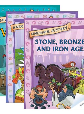英文原版 Uncover History 揭秘历史3册 维京人 石器时代 玛雅文化 儿童人文科普百科 英文版 进口英语原版书籍
