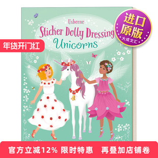 英文原版 Sticker Dolly Dressing Unicorns 多莉贴纸 独角兽 英文版 进口英语原版书籍