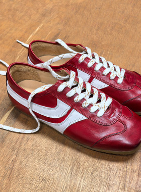 图巴客红色德训鞋平底休闲运动板鞋子百搭单鞋系带阿甘小白鞋女款