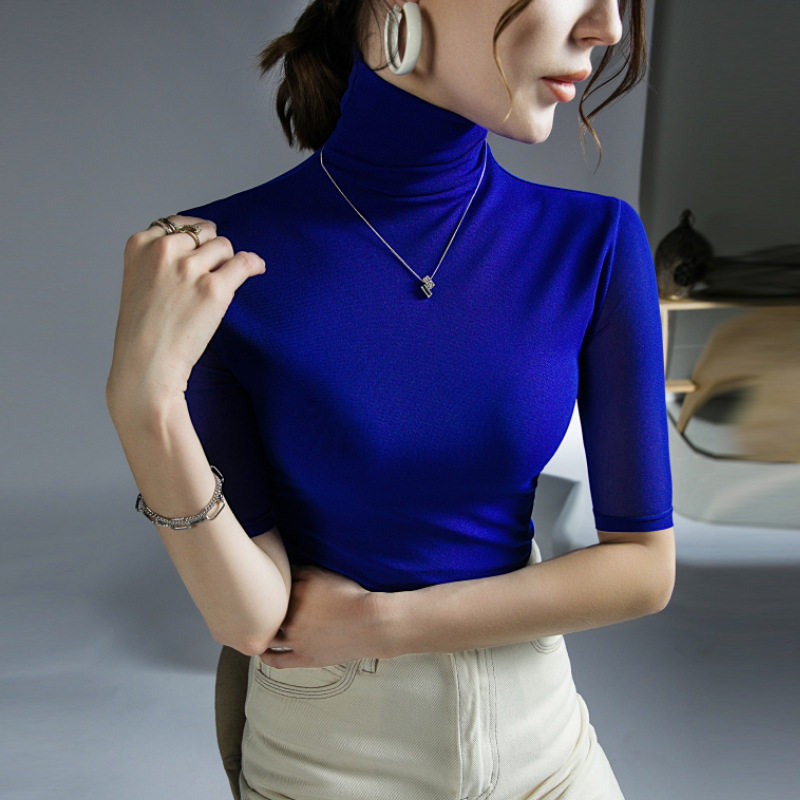 纱衣短袖t恤高领打底衫女基础体恤纯色网纱洋气小衫内搭上衣漂亮,女士内衣/男士内衣/家居服,吊带/背心/T恤/打底/肌底衣,淘宝优惠券,粉丝福利购,淘宝优惠卷