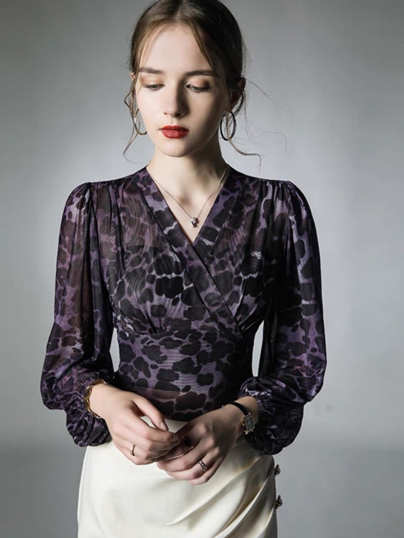 复古网纱打底衫女2025新款秋季气质上衣欧洲站豹纹高级感长袖T恤,女装/女士精品,T恤,淘宝优惠券,粉丝福利购,淘宝优惠卷