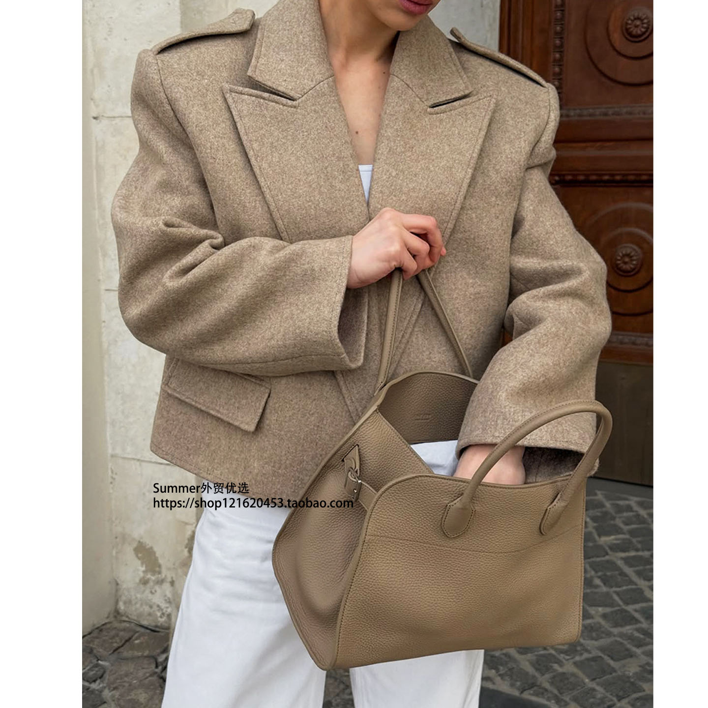 2025秋欧美时尚毛呢短款西装外套