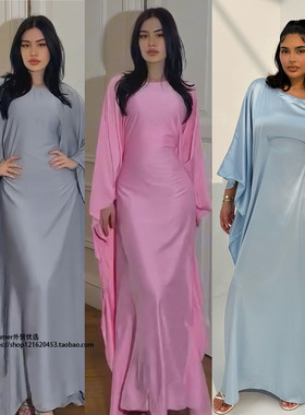 发族风锻面收腰2026春夏聚会闪光布连衣裙长款长裙女 Waist dress