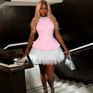 skirt 2026夏新款 上衣不规则半身裙套装 显瘦无袖 set 欧美气质修身