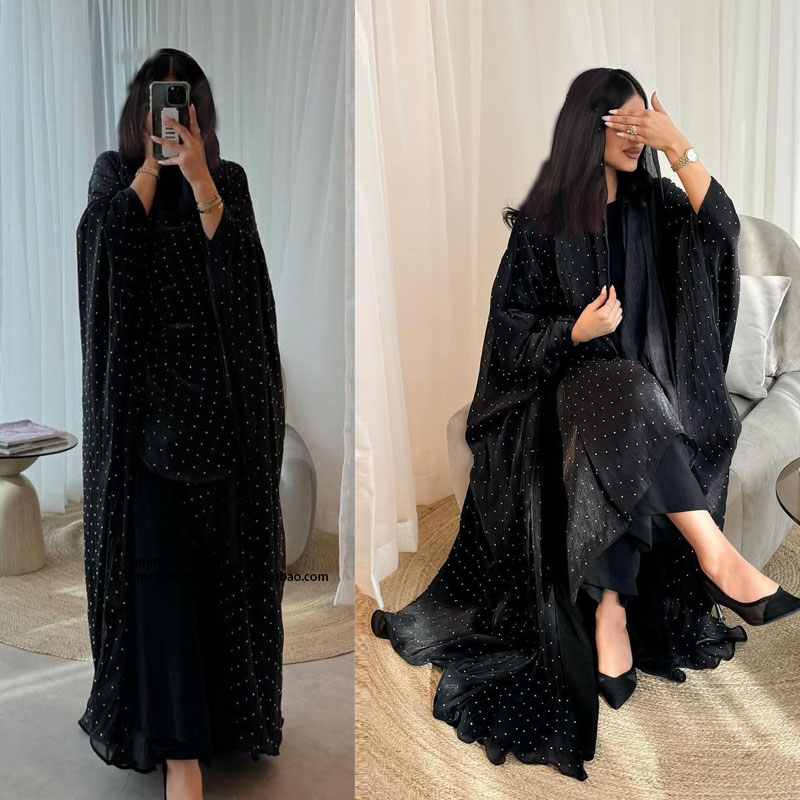 2025中东阿巴亚烫钻长袍连衣裙女