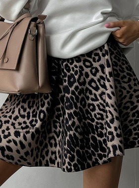 豹纹印花性感半身裙女2025百搭高腰A字裙短裙Leopard print skirt