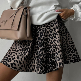 豹纹印花性感半身裙女2025百搭高腰A字裙短裙Leopard print skirt