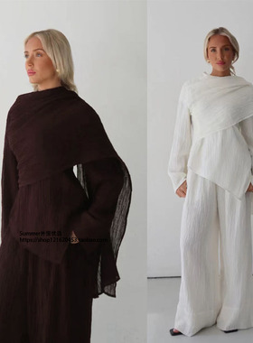 阿拉伯迪拜系扣开衫上衣长裤套装Button-up top and trousers set