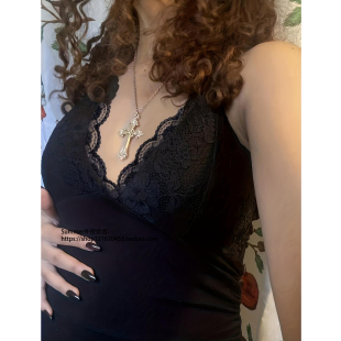 欧美性感蕾丝花边抽褶吊带背心 Hanging neck lace camisole vest