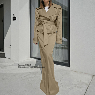 long 欧美翻领长袖 风衣外套长裙两件套Windbreaker and set skirt