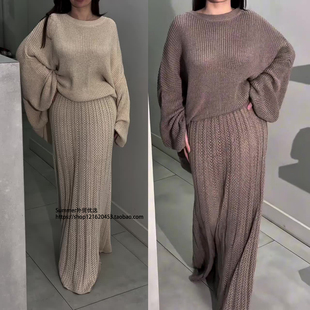 简约温柔慵懒长袖 sweater skirt set 宽松毛衣半身长裙两件套Lazy
