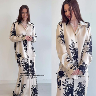 skirt 中东阿拉伯衬衫 suit and 两件套Shirt 长裙套装 缎面印花时尚