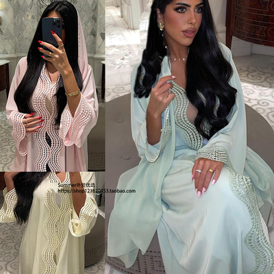 2026春中东阿拉伯花边含头巾长袍