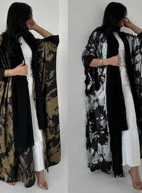 中东土耳其女宽松外套迪拜烫金阿拉伯开衫长袍Hot stamping robes
