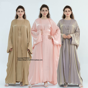 阿巴亞閃光布背心裙長袍土耳其兩件套女Sparkling Set Robe Cloth