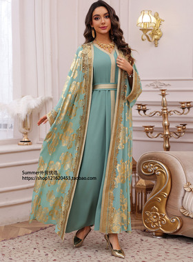 欧美烫金长裙派对开衫背心裙两件套 Cardigan and long skirt set